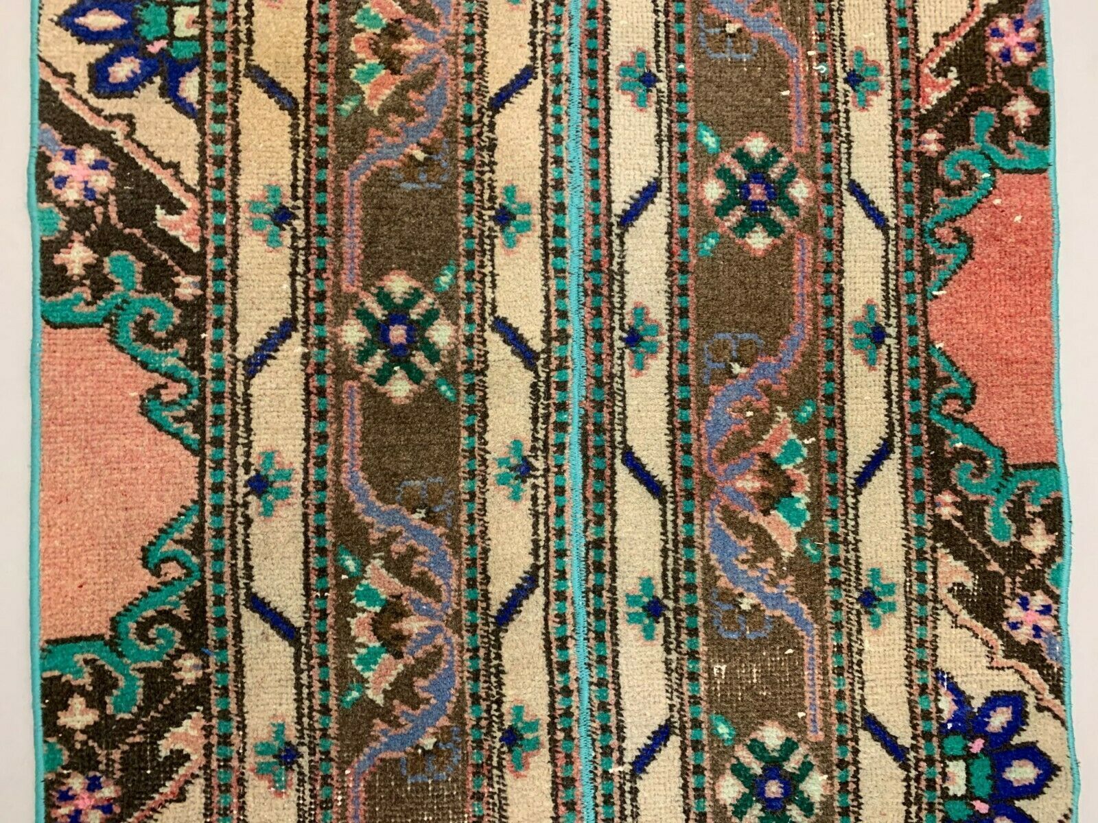 Distressed Turkish Rug 110x74 Cm Vintage Shabby, Tribal Red, Green, Brown Small photo vintage