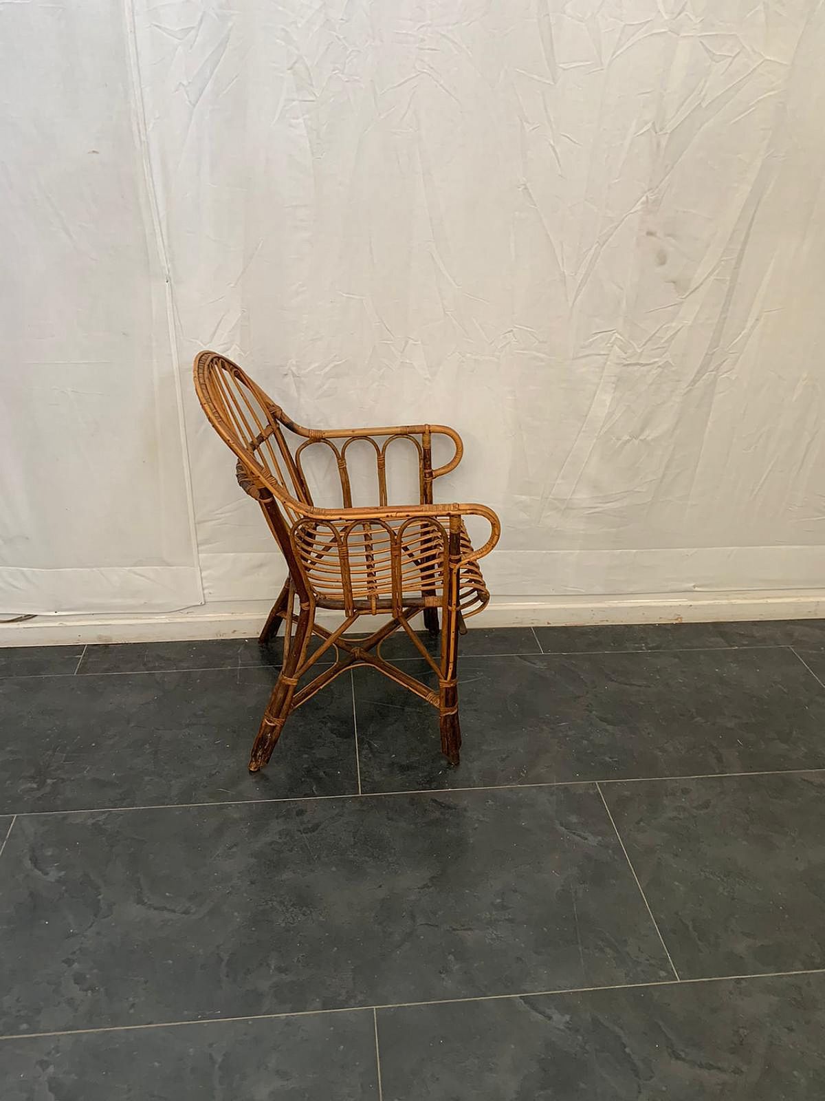 Italian Armchair In Bamboo And Wicker, 60s photo 112.32
