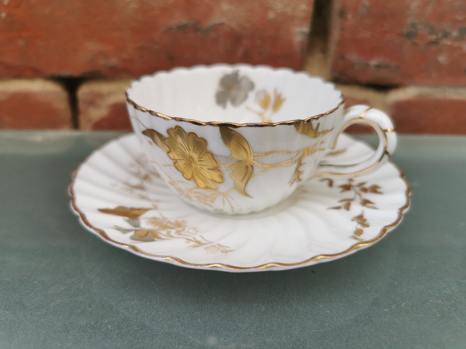 4 Bishop And Stonier Antique Ogier Demi Tasse Coffee Cups And Saucers photo buy