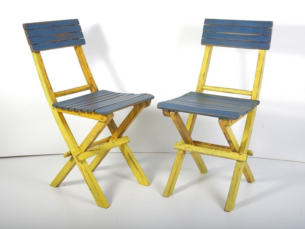 Mid Century Folding Chairs, Set Of 2 photo for sale