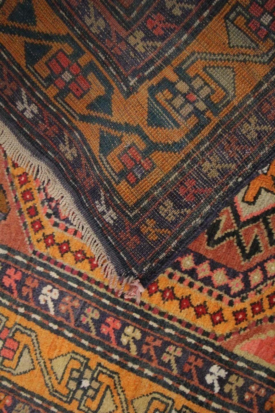 Handmade Carpets And Rugs, Traditional Antique Carpet, Orange Wool Caucasian Runner Rugs For Sale photo buy