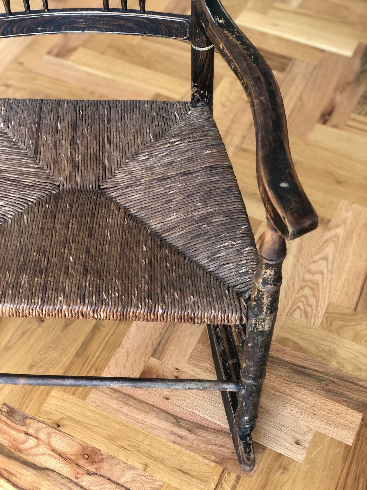 Furniture Regency Rocking Armchair In Original Paint. Rare Antique Country Chair. photo