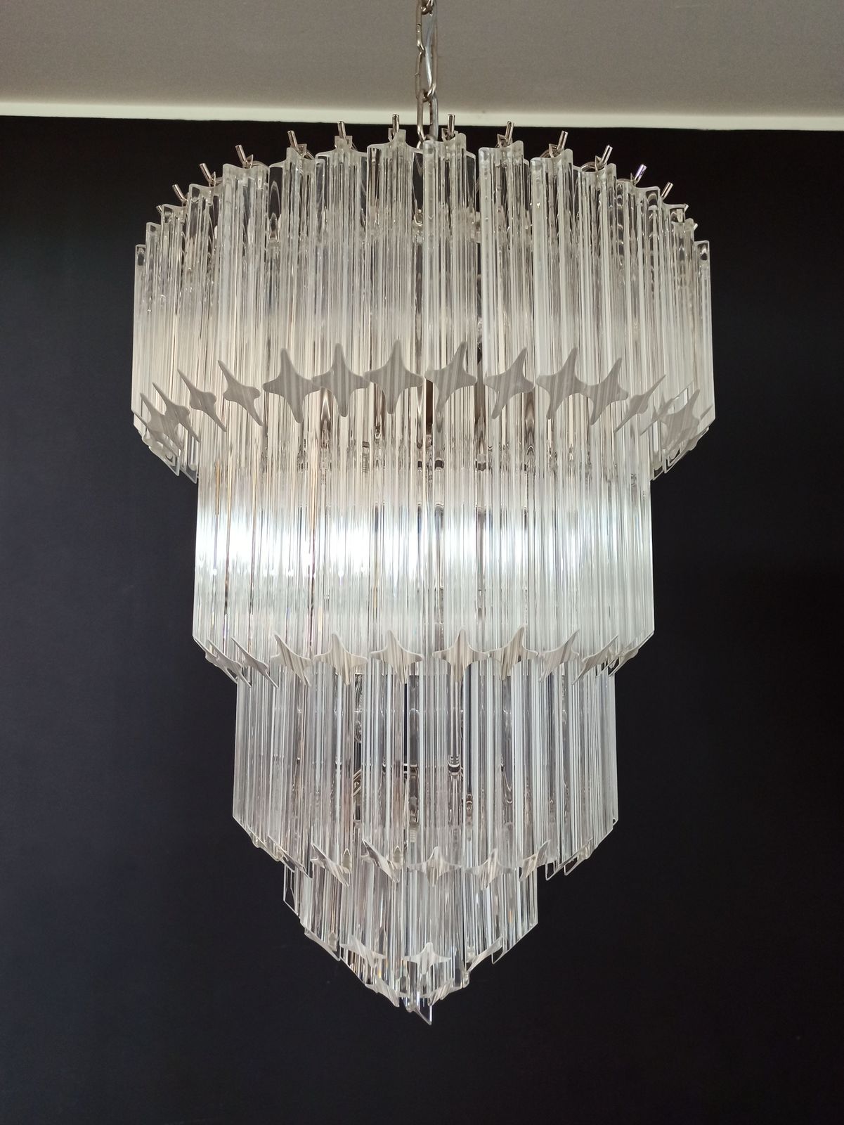 Murano Glass Chandelier    112 Trasparent Quadriedri photo buy
