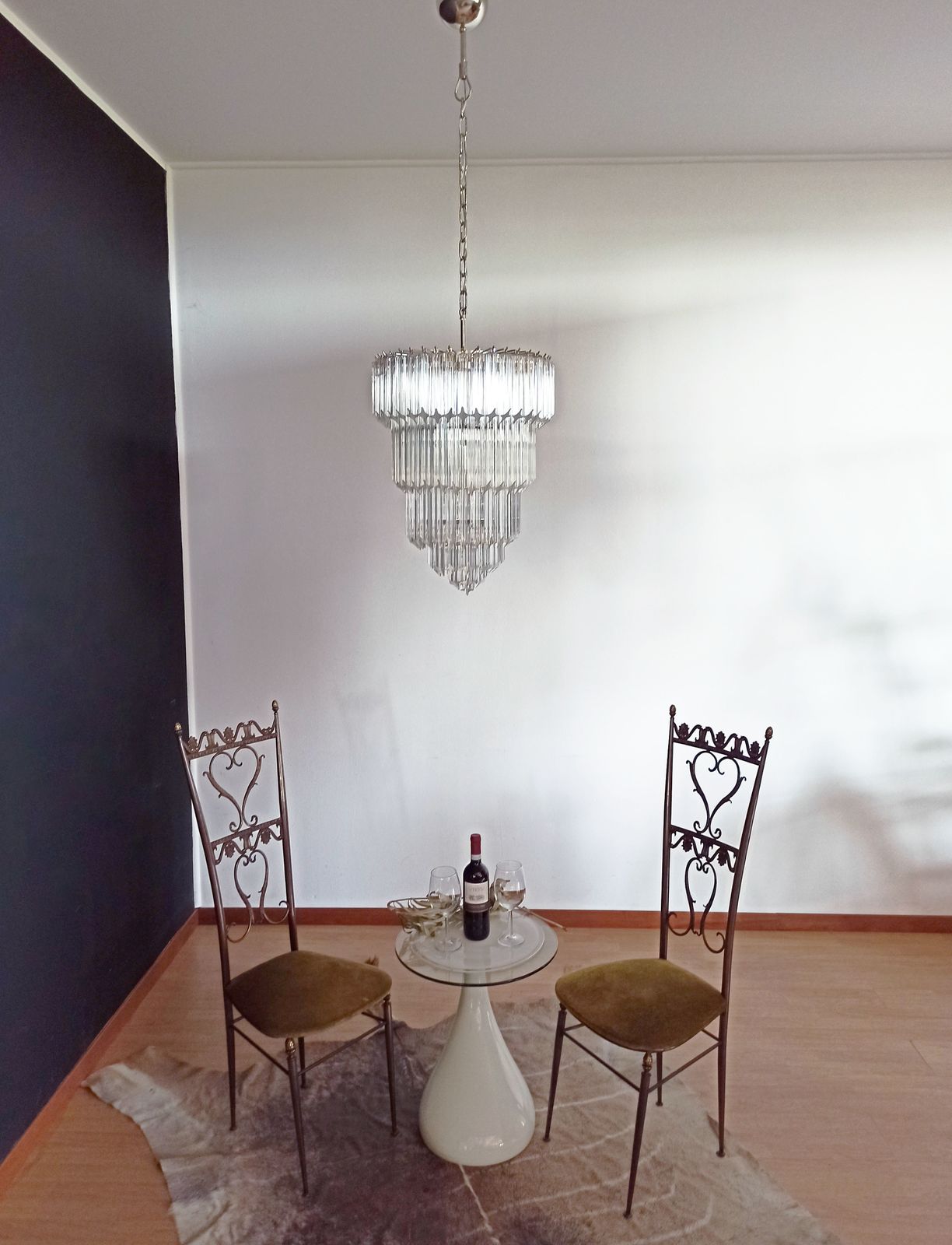 Murano Glass Chandelier    112 Trasparent Quadriedri photo vintage