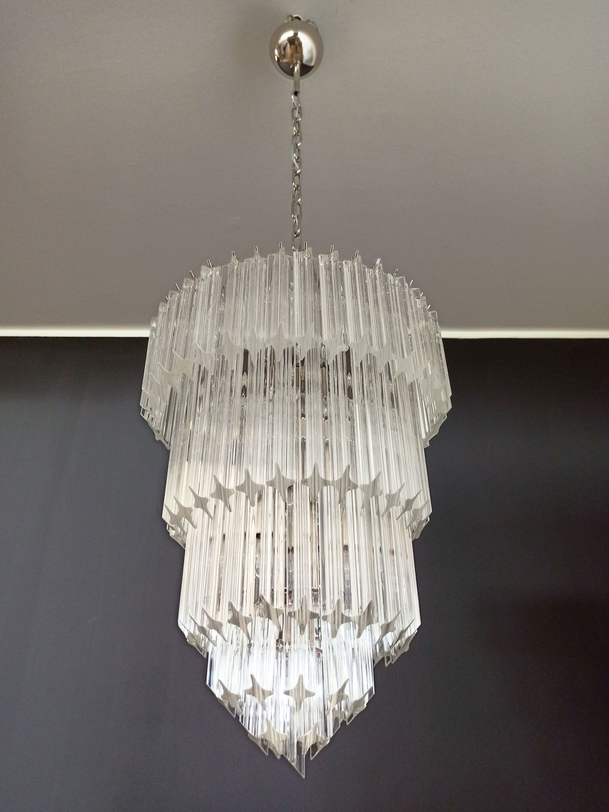 photo for sale Murano Glass Chandelier    112 Trasparent Quadriedri