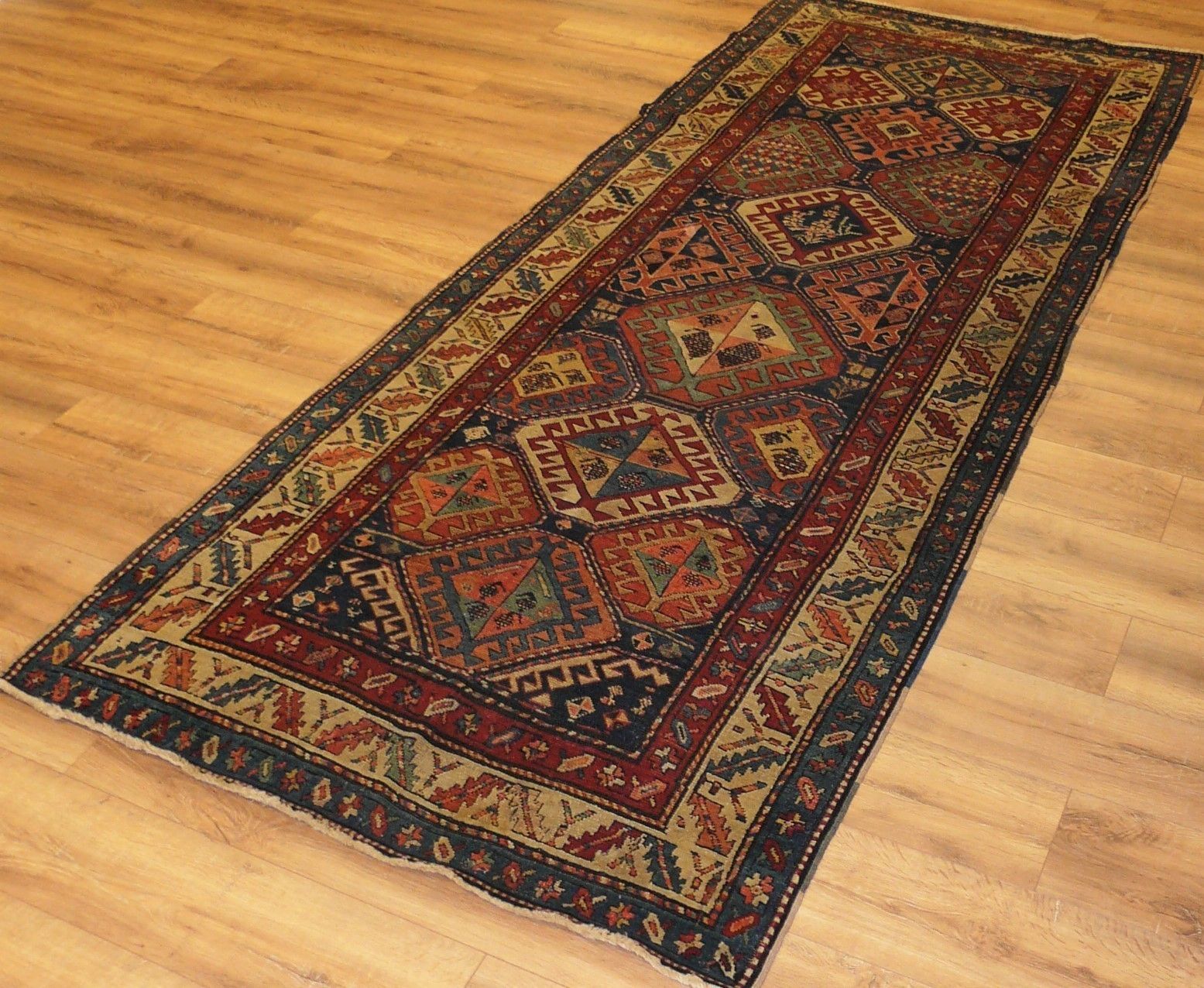 Genuine Antique Hand Knotted Caucasian Kazak Rug   100% Wool Pile   300 X 115 Cm (9'10" X 3'9") photo furniture