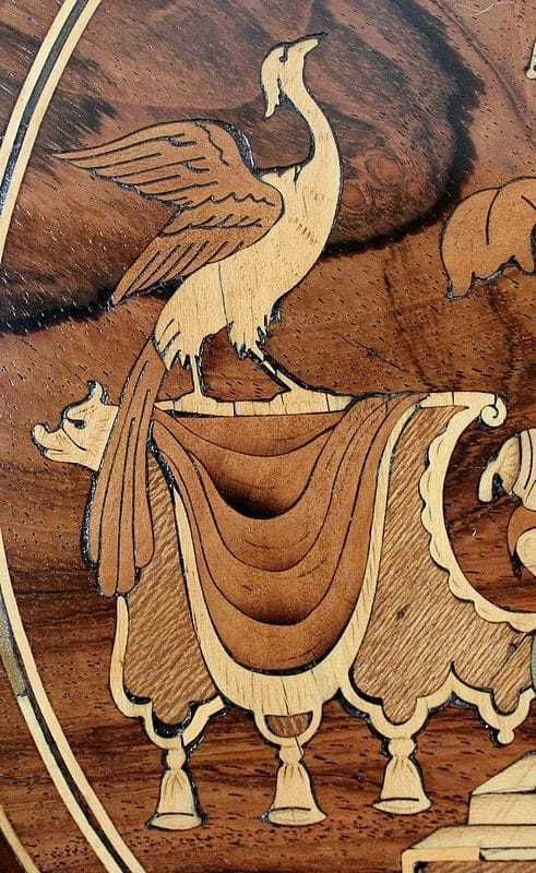 Burr Mahogany Veneer And Marquetry Pedestal Table, Charles X Period   Early 19th Century photo vintage