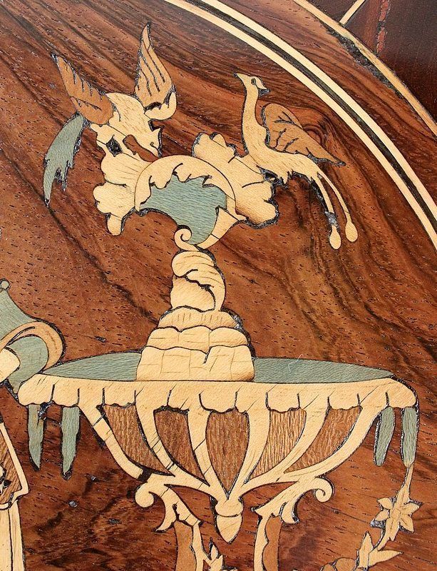 photo furniture Burr Mahogany Veneer And Marquetry Pedestal Table, Charles X Period   Early 19th Century