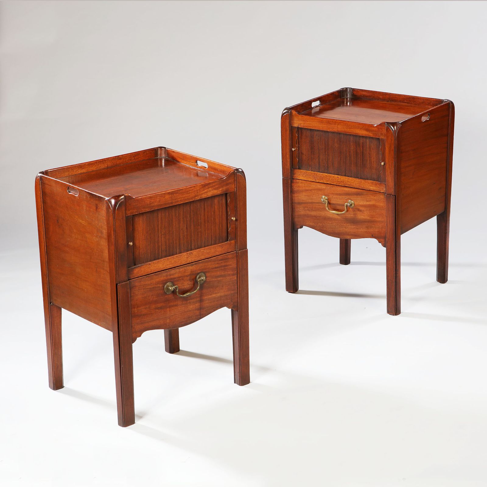 Pair Of George III Period Tray Top Mahogany Bedside Cabinets photo for sale