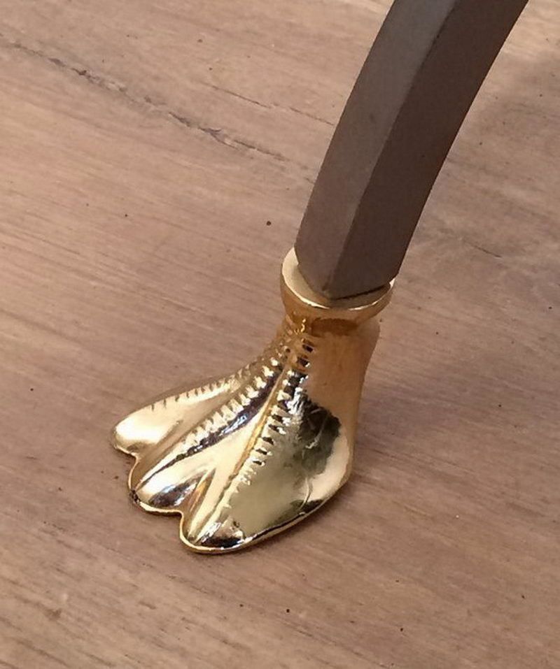 Maison Jansen. Brushed Steel And Brass Coffee Table With Swanheads And Feet. Circa 1970 photo buy