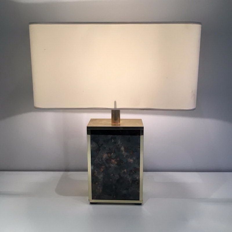 In The Style Of Aldo Tura. Foxed Glasses And Gild Metal Lamp. Circa 1970 photo furniture