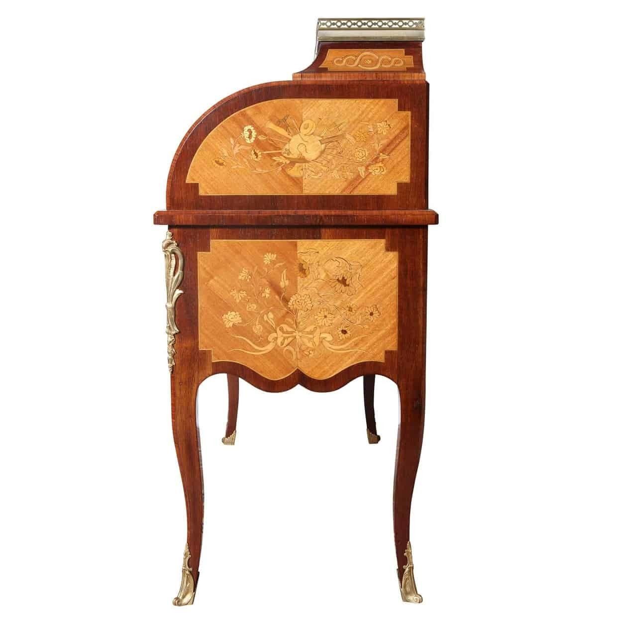photo furniture A Louis XVI Style French Marquetry Roll Top Bureau De Damme