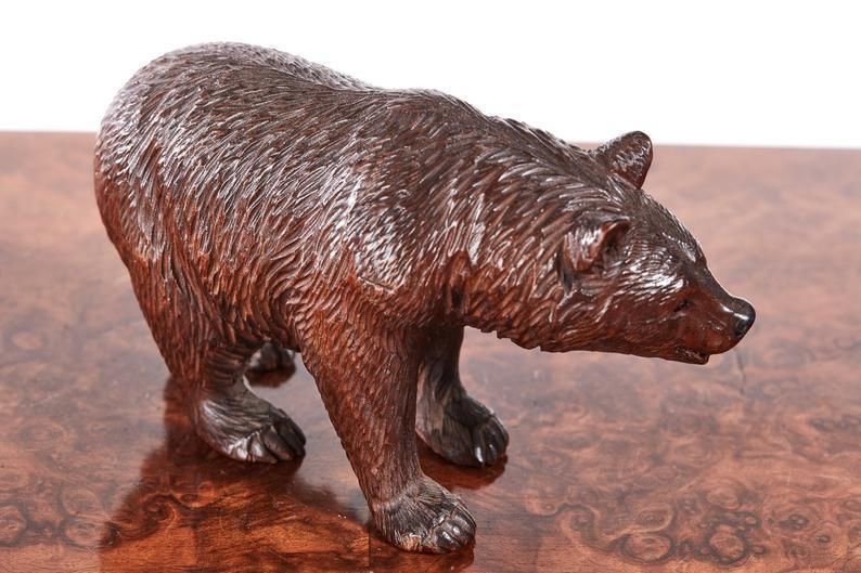 Quality Set Of 3 Antique Carved Black Forest Bears C.1860 photo vinterior