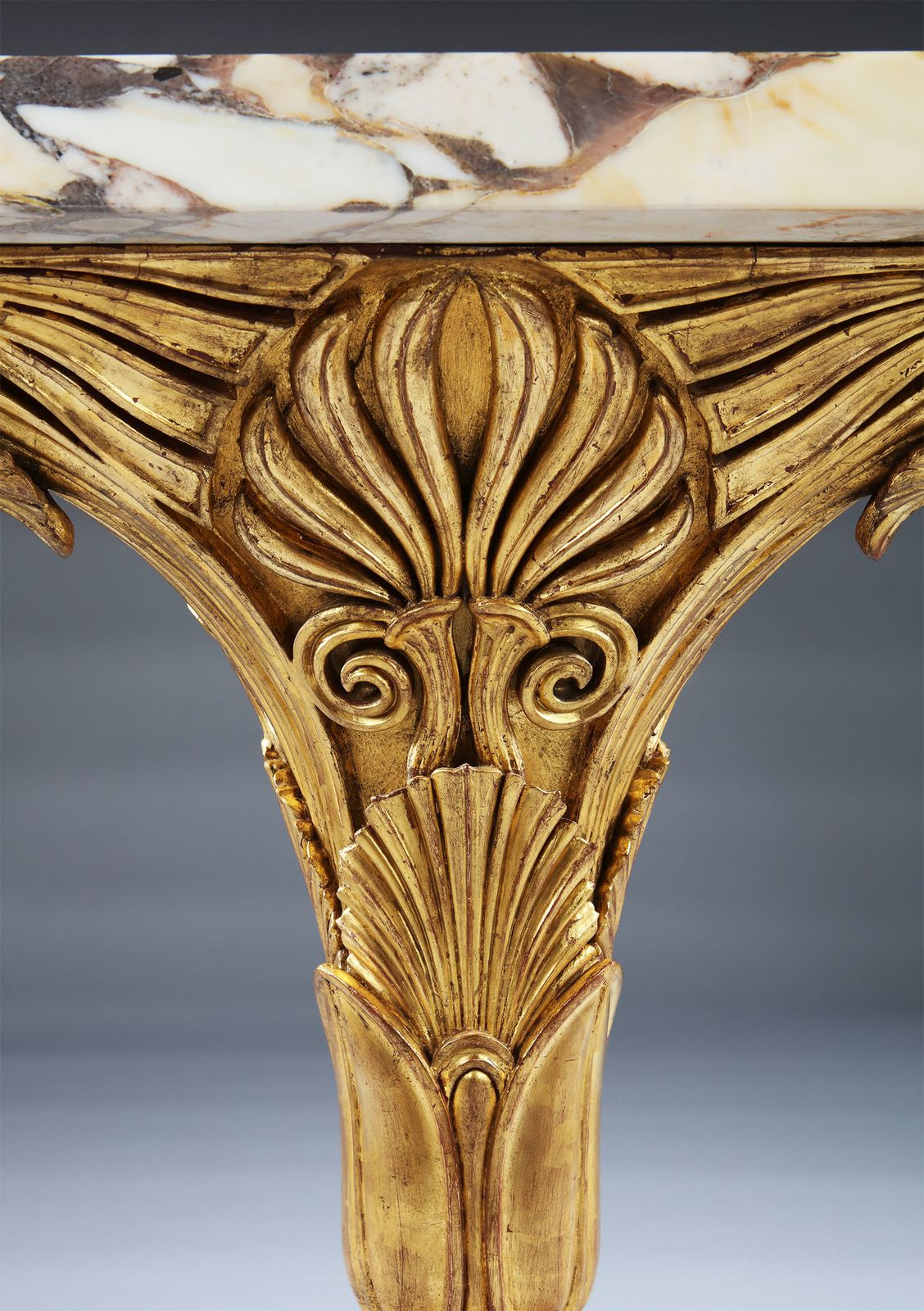 Pair Of Antique Neo Classical Giltwood And Marble Monopedia Console Tables photo Furniture