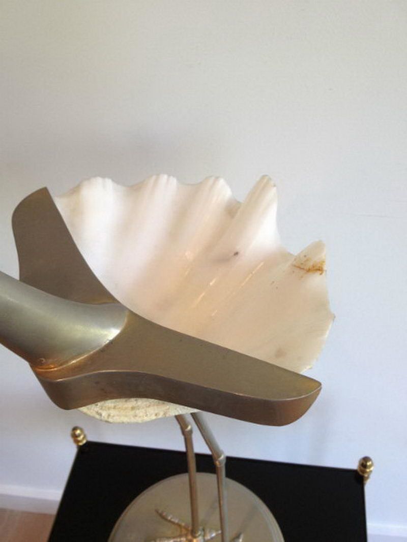 Unusual Styled Bird Made Of Metal And Shell. Circa 1960 (The Shell Has A Small Repair) photo 576.0