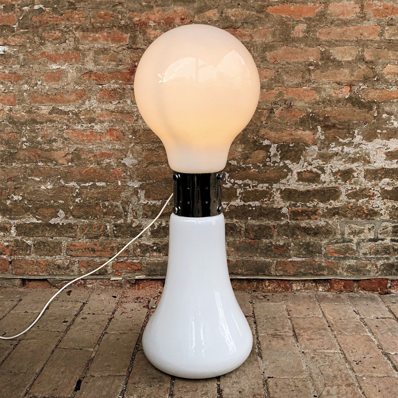 photo for sale Space Age White Murano Glass Birillo Floor Lamp By Carlo Nason For Mazzega, 1964