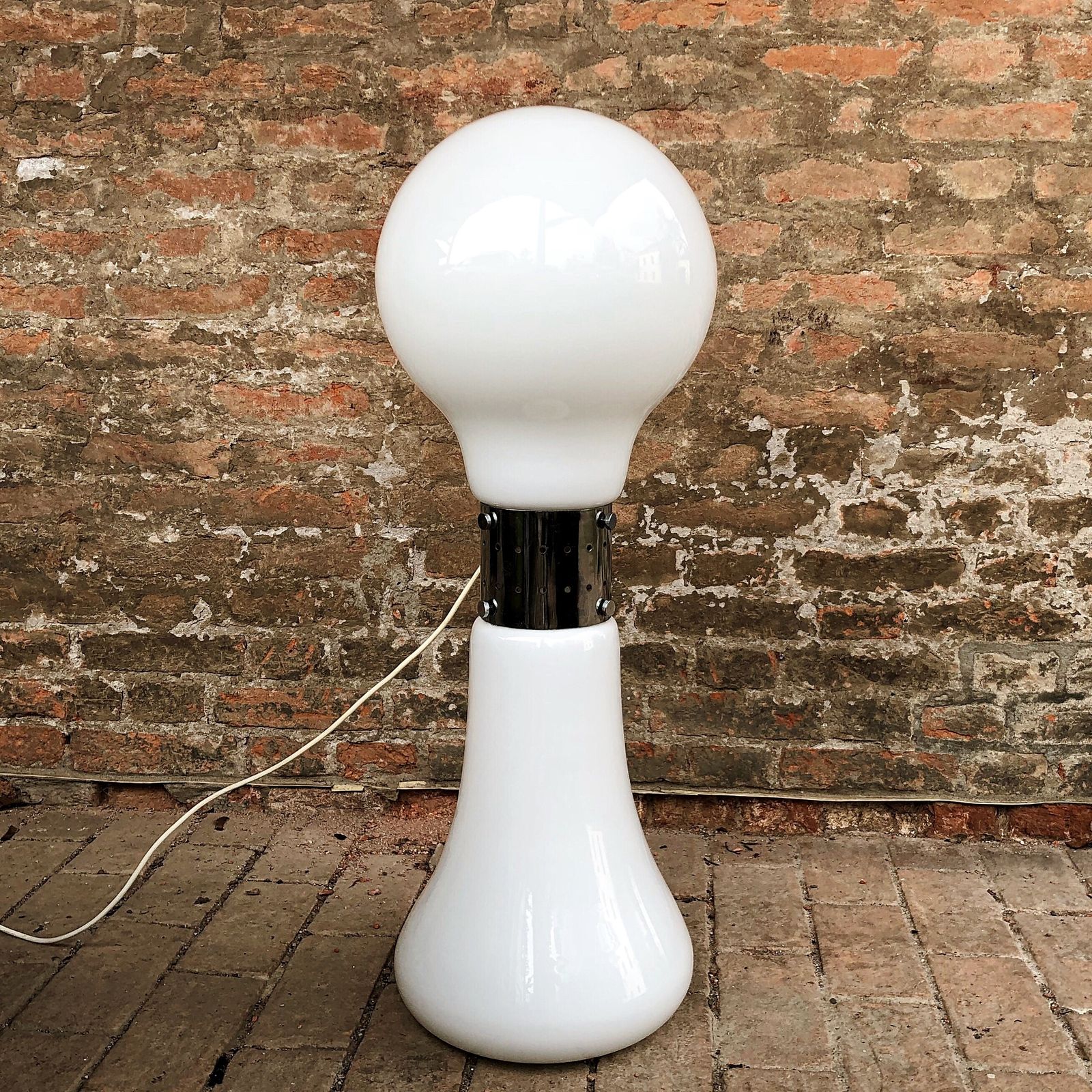 photo vinterior Space Age White Murano Glass Birillo Floor Lamp By Carlo Nason For Mazzega, 1964