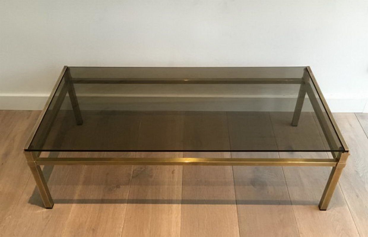 In The Style Of Paul Mc Cobb. Modernist Brass Coffee Table. Circa 1970 photo furniture