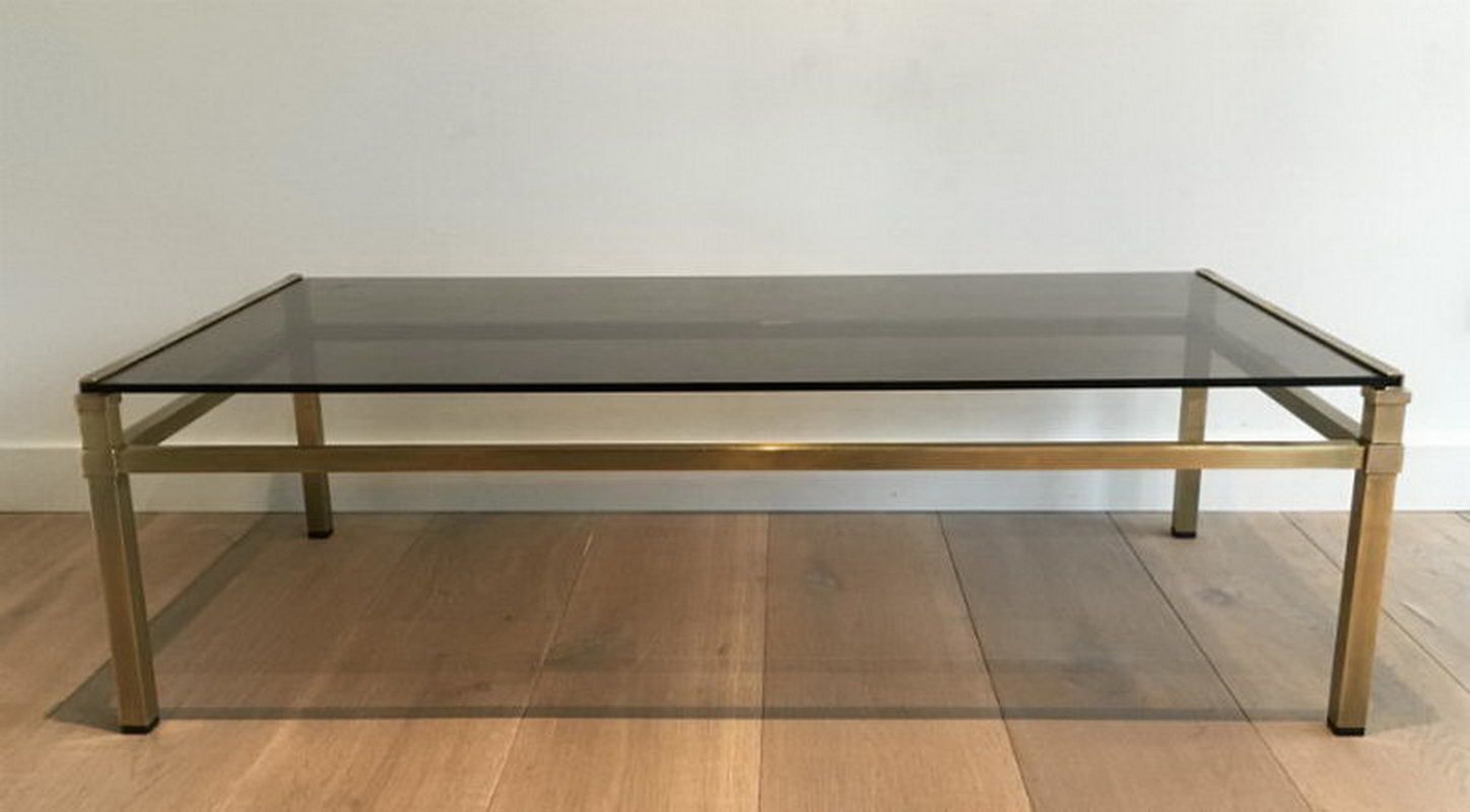 In The Style Of Paul Mc Cobb. Modernist Brass Coffee Table. Circa 1970 photo for sale