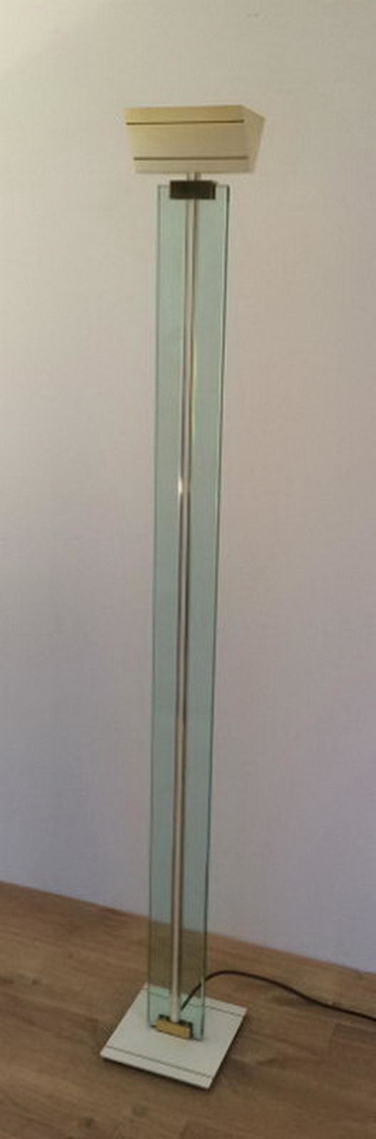 Glass, Brass And Lacquered Metal Floor Lamp. Circa 1970 photo furniture