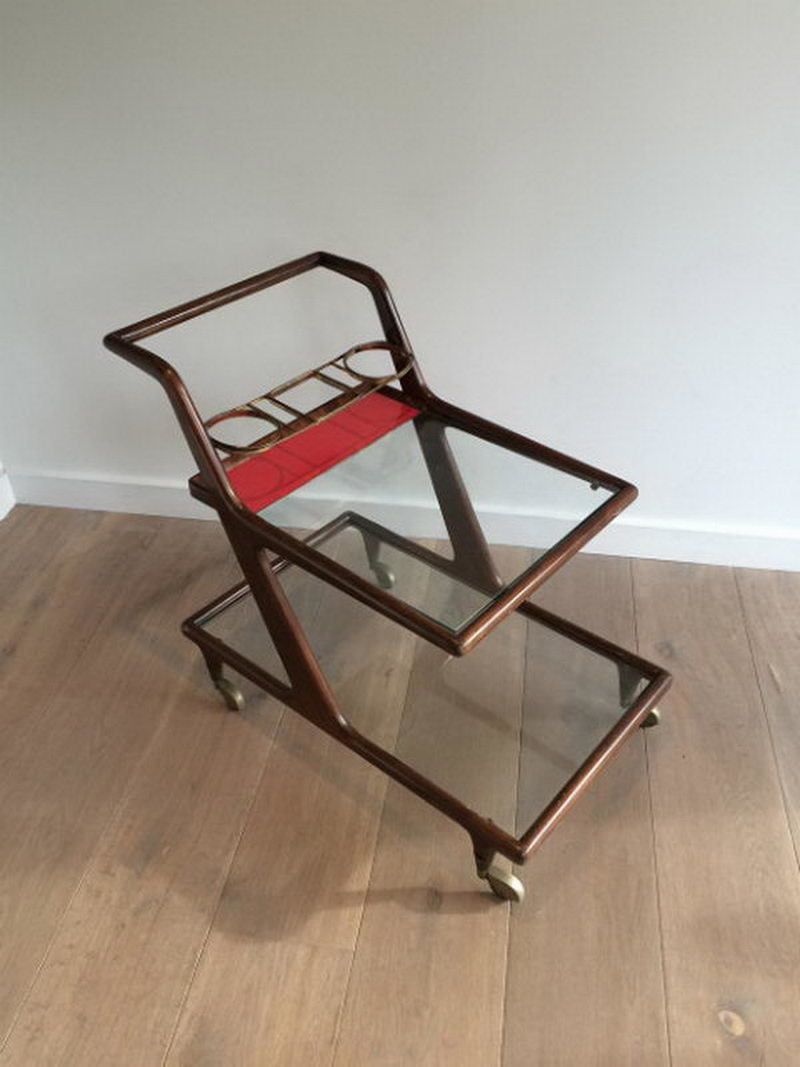 Italian Wood, Brass And Glass Trolley. Circa 1950