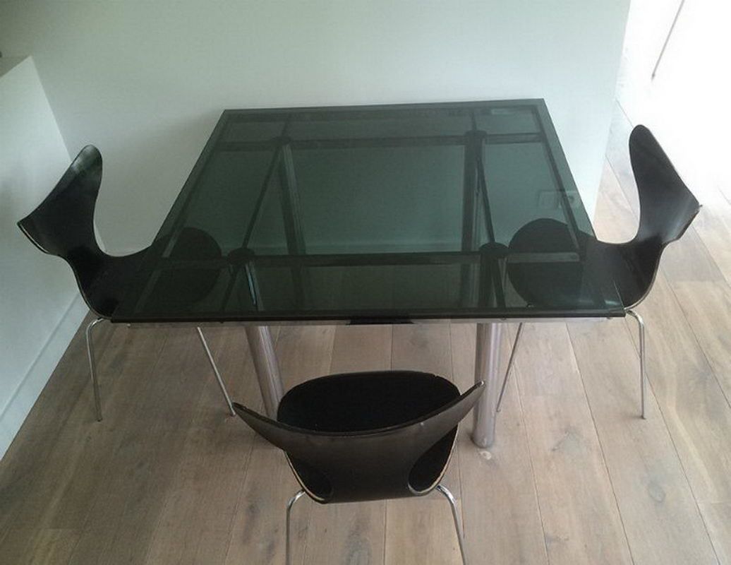 Tobia Scapa. Nice Chrome Design Dining Table. Circa 1970 photo furniture