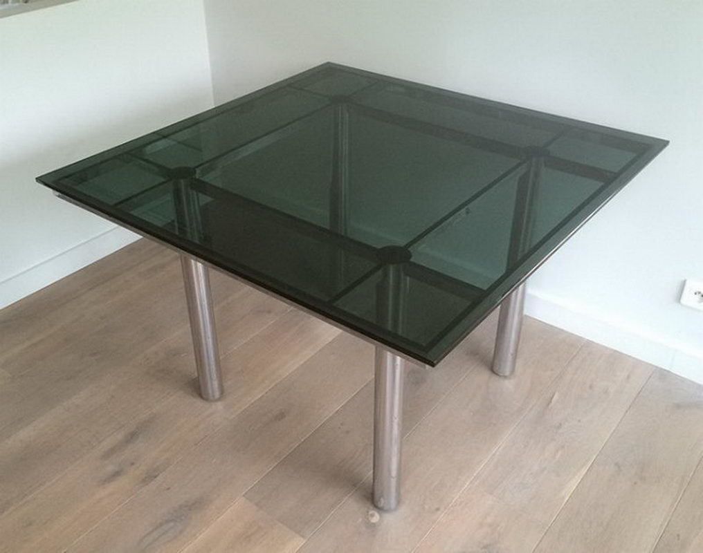 Tobia Scapa. Nice Chrome Design Dining Table. Circa 1970 photo vinterior