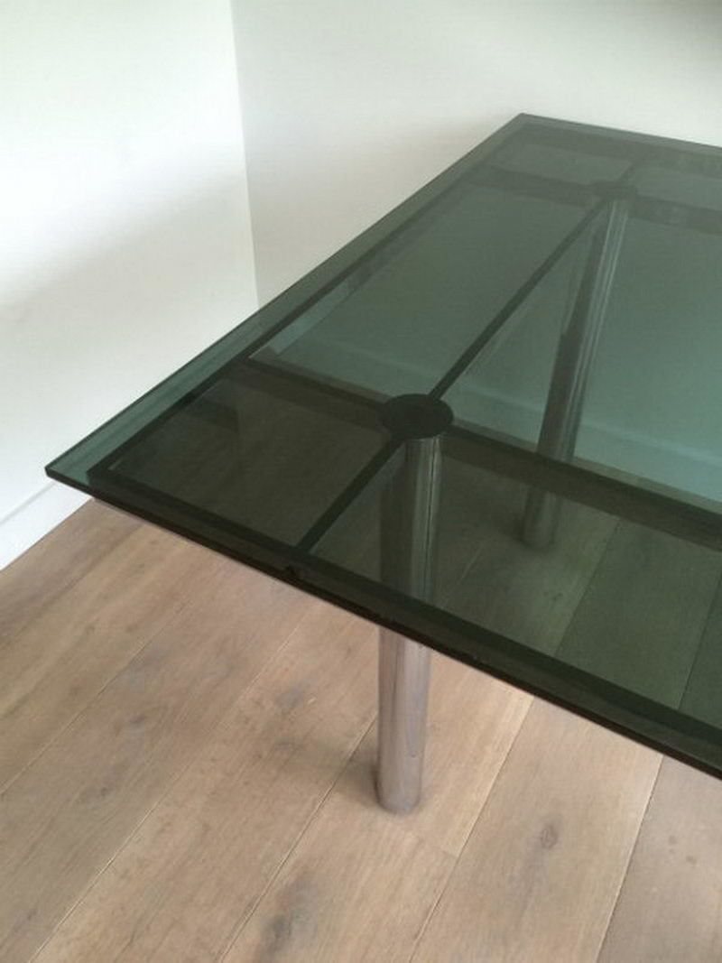 Tobia Scapa. Nice Chrome Design Dining Table. Circa 1970 photo vintage