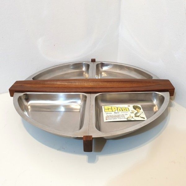 Arthur Salm Teak And Steel Revolving Tray photo furniture