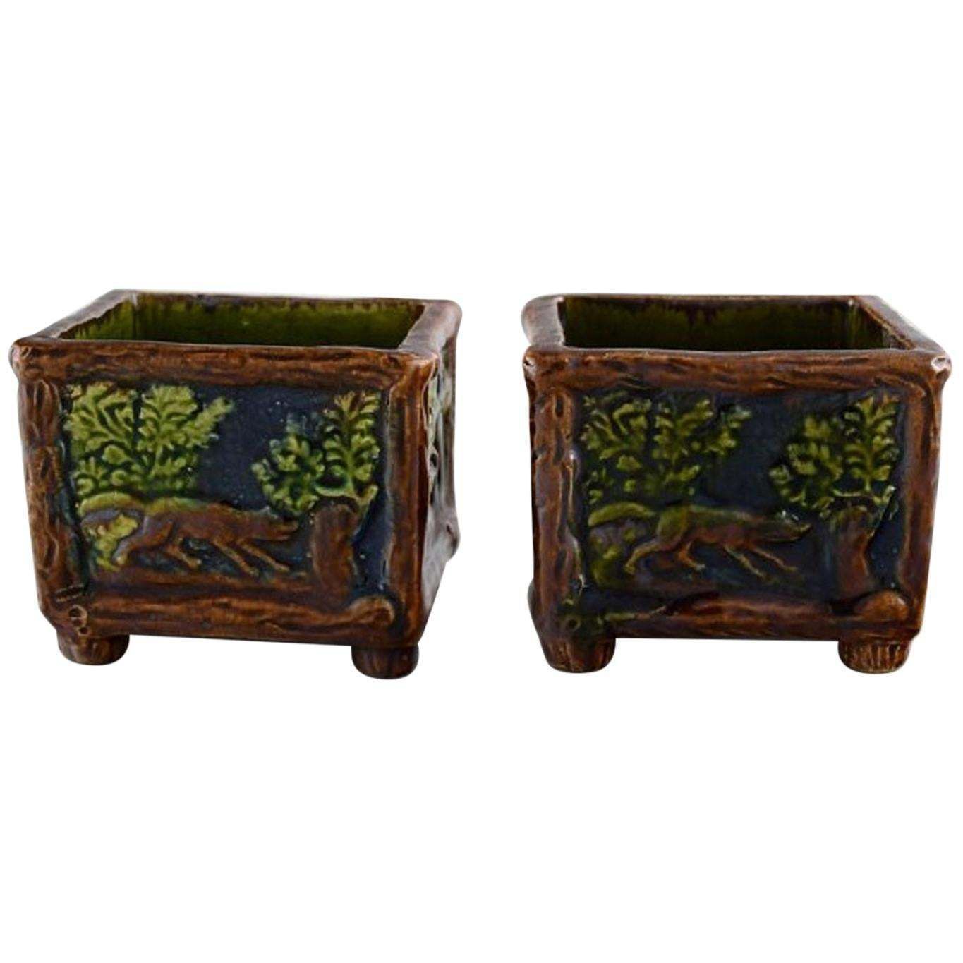 Karl Holst For Höganäs, A Pair Of Antique Art Nouveau Bowls In Glazed Ceramics