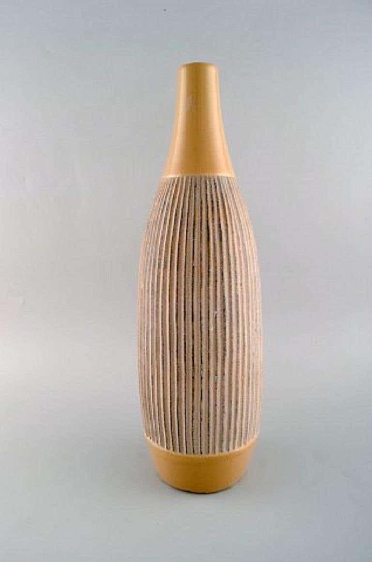 Scandinavian Ceramist, Large Vase In Glazed Ceramic With Grooved Body photo furniture