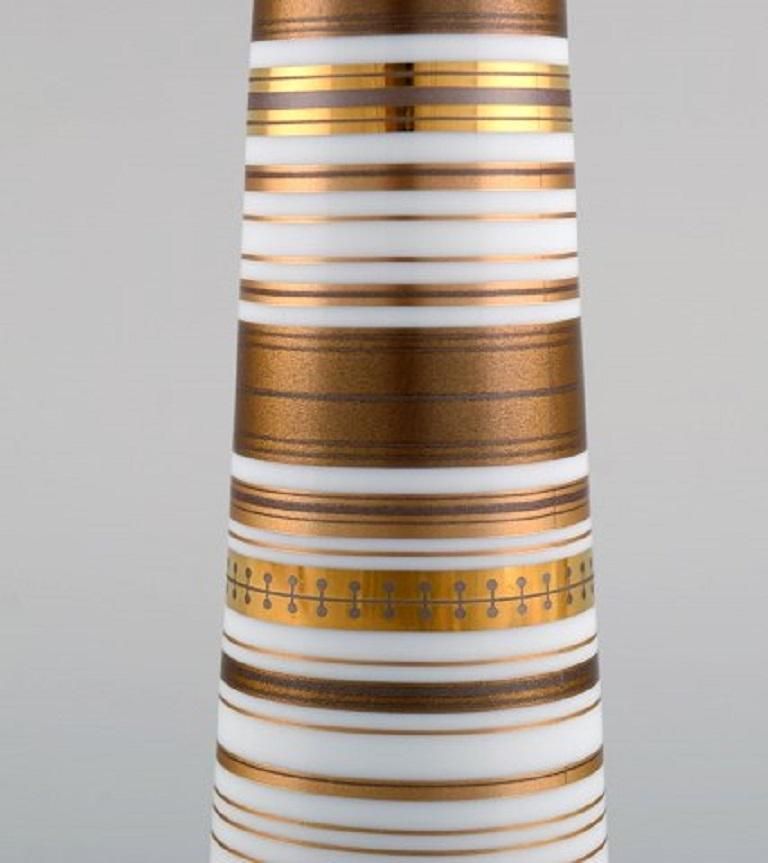 Bjørn Wiinblad Candlestick Made Of Porcelain, Decorated In Gold, 1980s photo 157.0