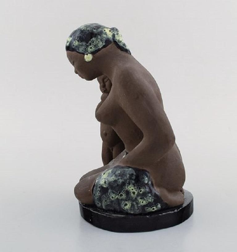 Bengt Wall, Sweden, Balinese Girl With Child In Raw And Glazed Ceramics, 1950s photo Home Decor