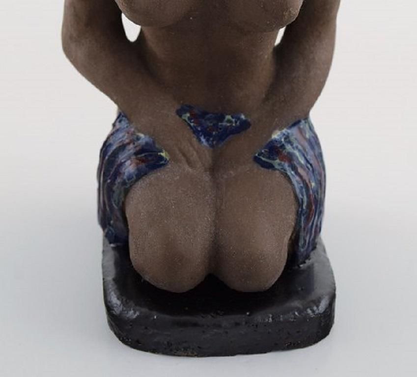 Bengt Wall, Sweden, Balinese Girl In Raw And Glazed Ceramics, 1950s photo furniture