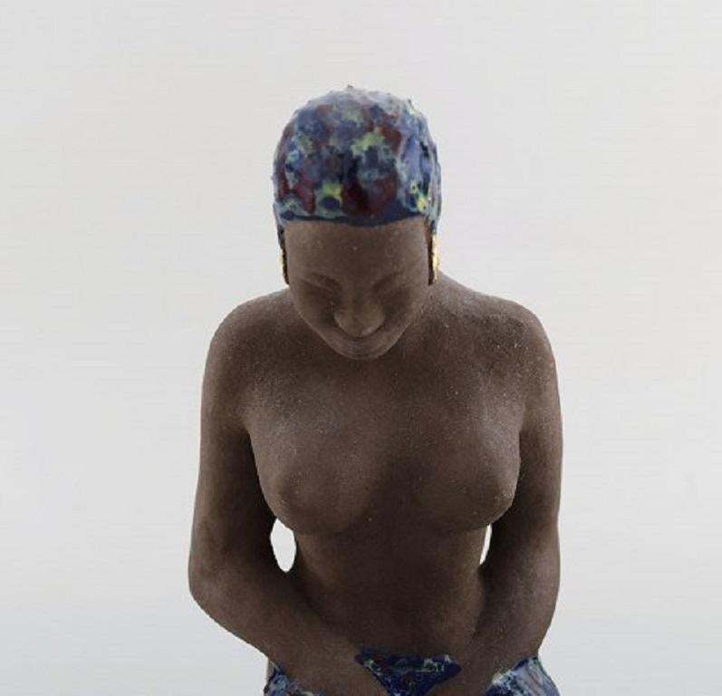 Bengt Wall, Sweden, Balinese Girl In Raw And Glazed Ceramics, 1950s photo for sale