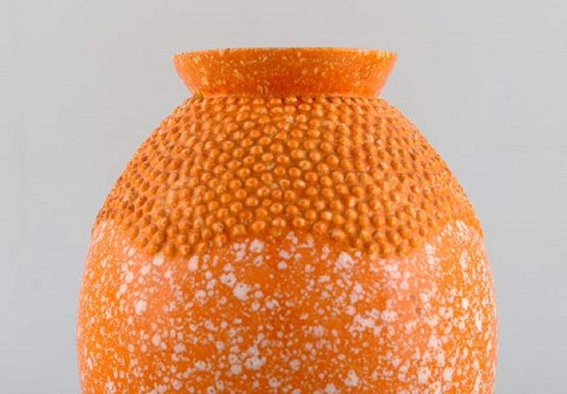 Andre Fau For Boulogne, Art Deco Vase In Glazed Ceramics, 1940s photo for sale