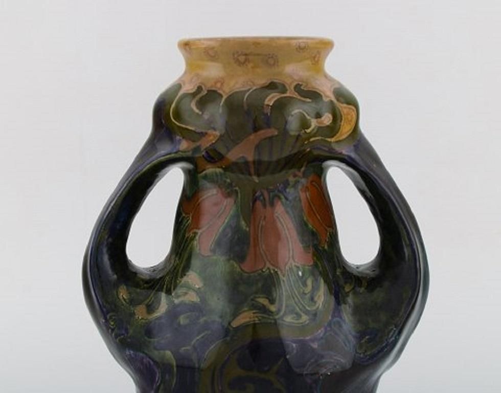 Rozenburg, Den Haag, Large Art Nouveau Vase In Glazed Ceramics, 1910s 1920s photo for sale