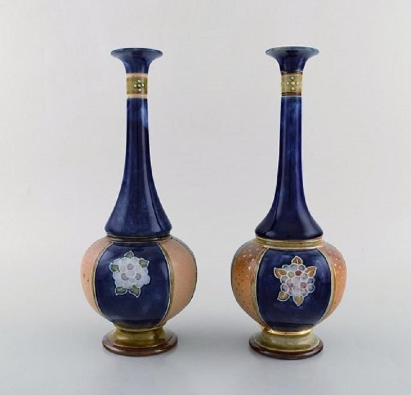 Royal Doulton, England, A Pair Of Narrow Necked Art Nouveau Vases photo furniture