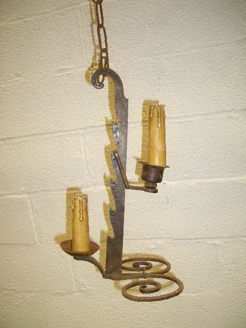 Old Small Wrought Iron Chandelier photo furniture