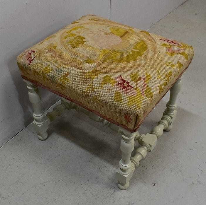 Stool In Canvas And Réchampi Wood, Louis XIV Taste   Late 19th Century photo furniture