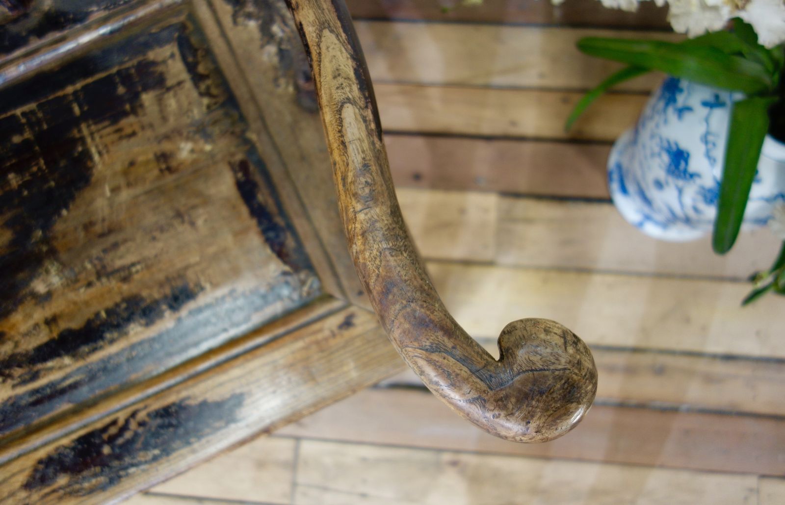 19th Century Elm Chinese Officials Hat Yoke Back Chair photo vintage