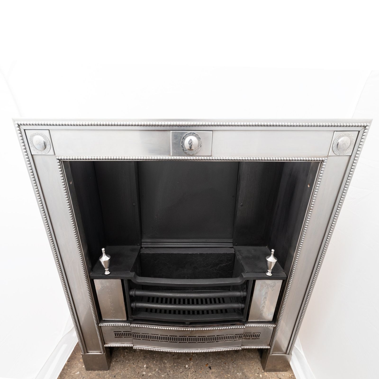 Home Fixtures Reclaimed Georgian Style Polished Steel Register Grate In The Manner Of Robert Adam photo