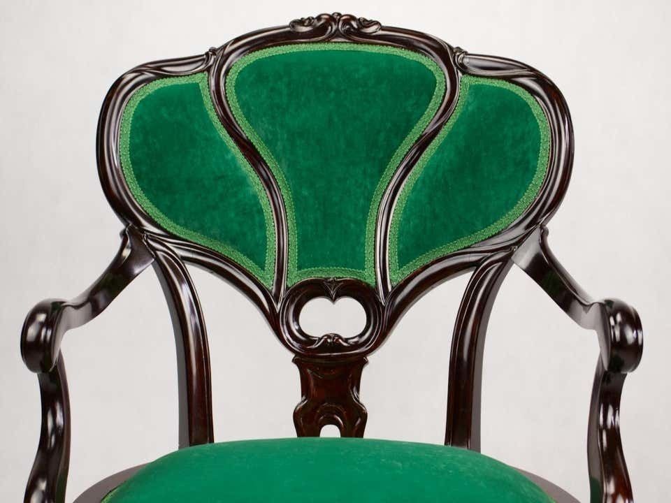 Furniture Set Of Three Hand Carved Art Nouveau Chairs, Circa 1900 photo