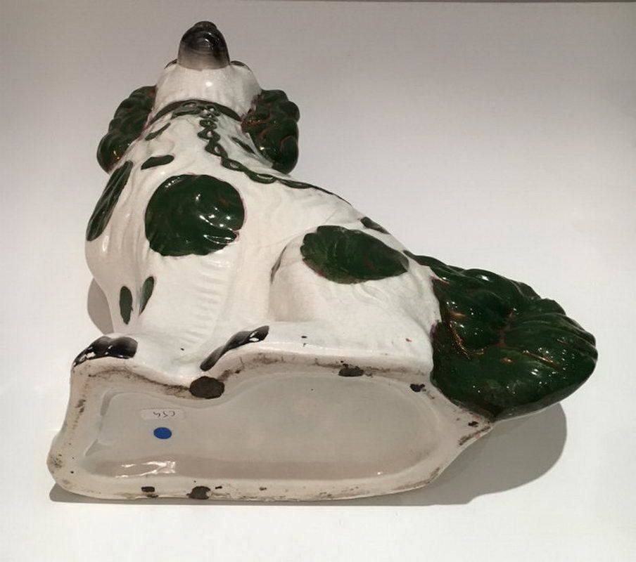 Staffordshire. Tall White And Green King Charles. Circa 1880 photo 140.0