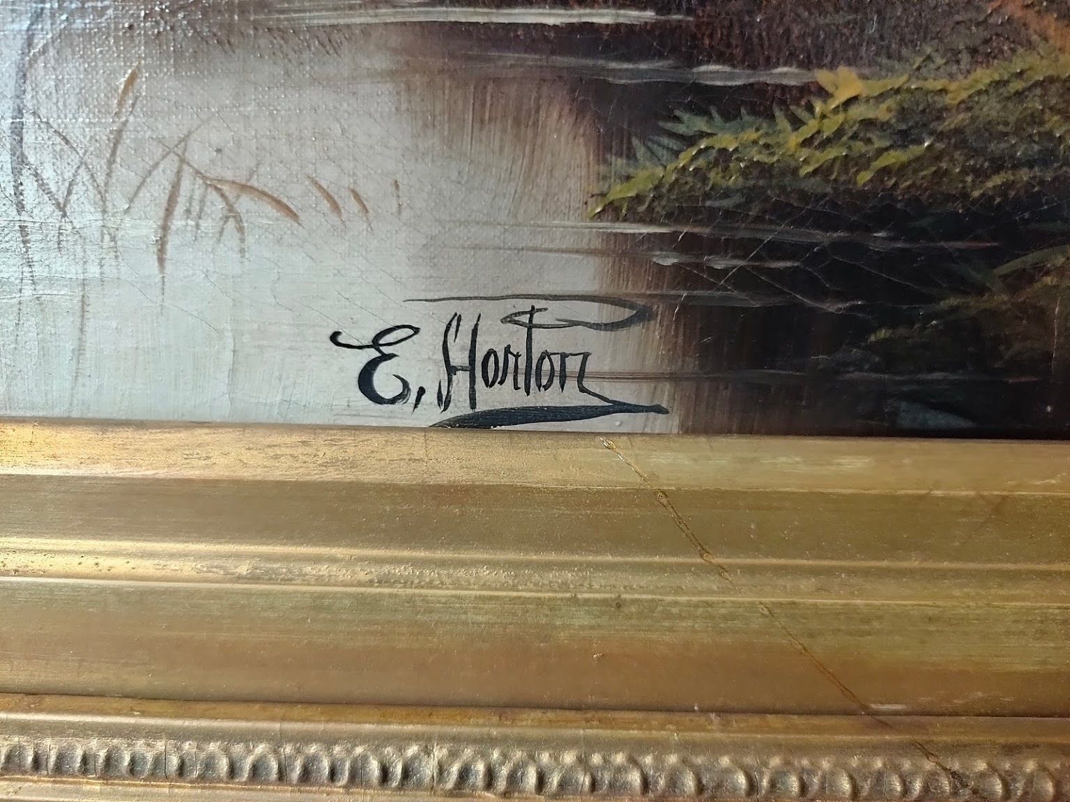 Oil Painting   Cows Grazing By A River Signed Etty Horton photo for sale
