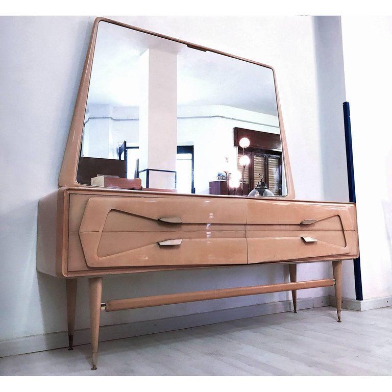Italian Mid Century Maple Dresser With Mirror Wttributed To Silvio Cavatorta, 1950s photo buy