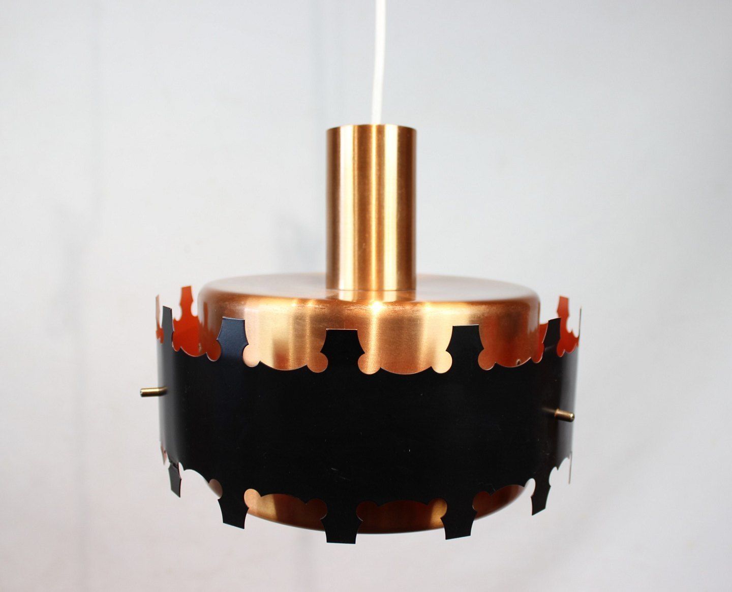 A Pair Of Pendants Of Copper And Black Metal, Of Danish Design From The 1970s. photo for sale
