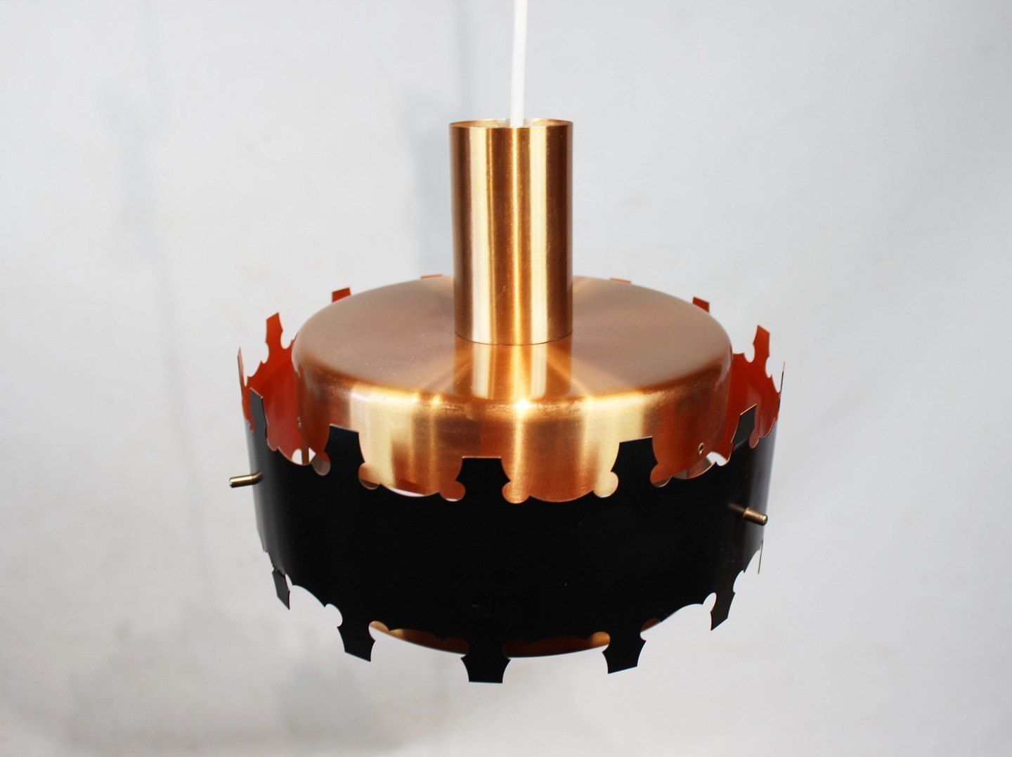 A Pair Of Pendants Of Copper And Black Metal, Of Danish Design From The 1970s. photo Lighting