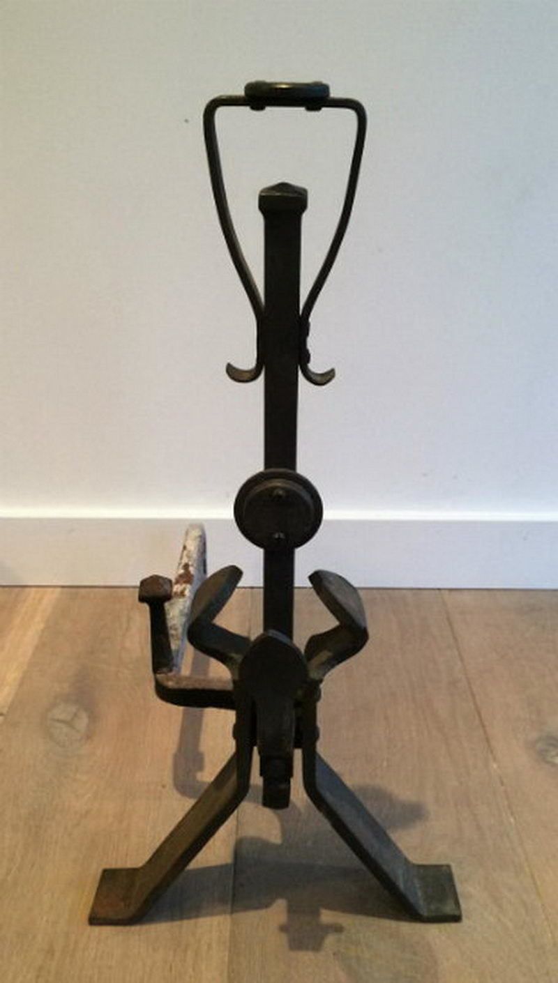 Pair Of Art And Craft Iron Andirons. Circa 1900 photo Home Fixtures
