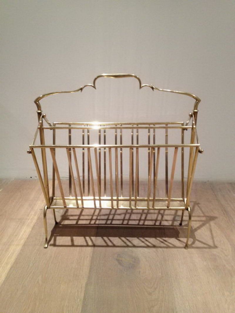 Brass Folding Magazine Rack. French. Circa 1960 photo for sale